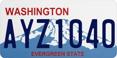 WA license plate AYZ1040