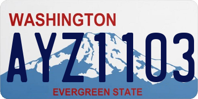 WA license plate AYZ1103