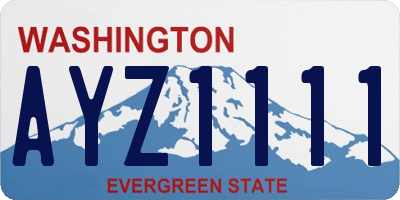 WA license plate AYZ1111