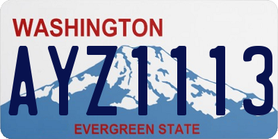 WA license plate AYZ1113