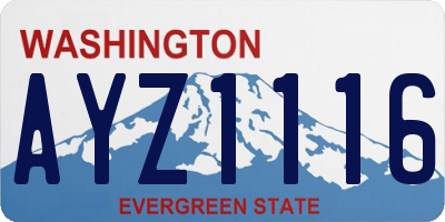 WA license plate AYZ1116