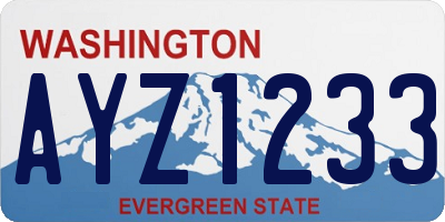 WA license plate AYZ1233