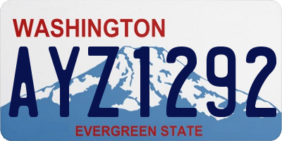 WA license plate AYZ1292