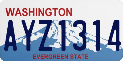 WA license plate AYZ1314