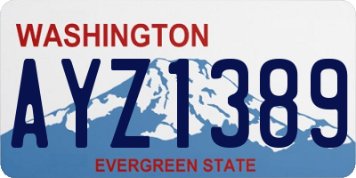 WA license plate AYZ1389