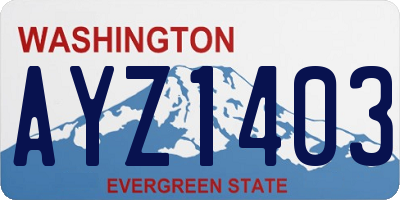 WA license plate AYZ1403