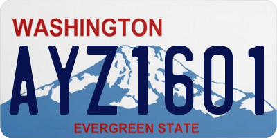 WA license plate AYZ1601