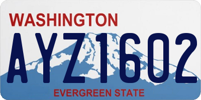 WA license plate AYZ1602