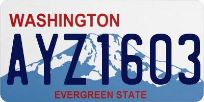 WA license plate AYZ1603