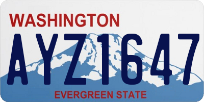 WA license plate AYZ1647