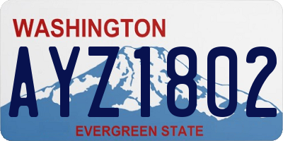 WA license plate AYZ1802