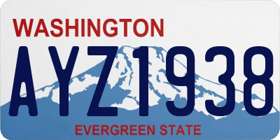 WA license plate AYZ1938