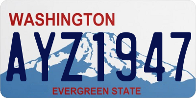 WA license plate AYZ1947