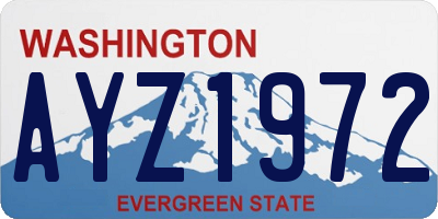 WA license plate AYZ1972