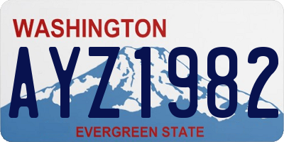 WA license plate AYZ1982