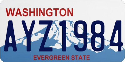 WA license plate AYZ1984