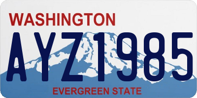 WA license plate AYZ1985