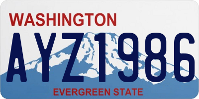 WA license plate AYZ1986