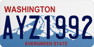 WA license plate AYZ1992