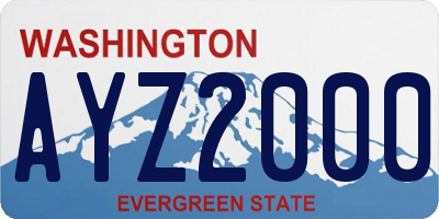 WA license plate AYZ2000