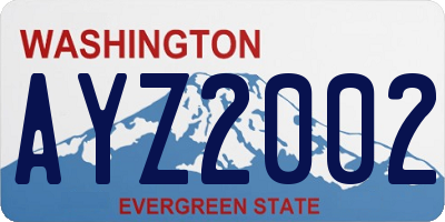 WA license plate AYZ2002