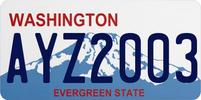 WA license plate AYZ2003