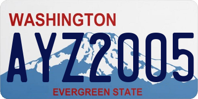 WA license plate AYZ2005