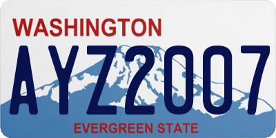 WA license plate AYZ2007