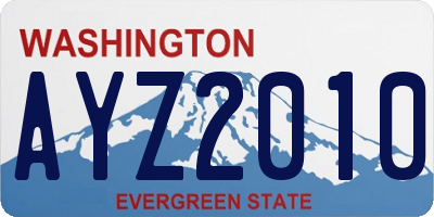 WA license plate AYZ2010