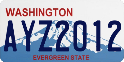 WA license plate AYZ2012