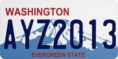 WA license plate AYZ2013