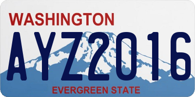 WA license plate AYZ2016