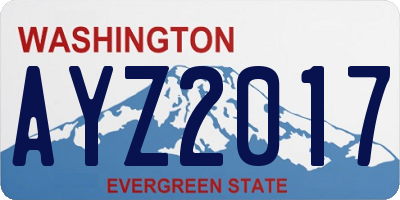 WA license plate AYZ2017