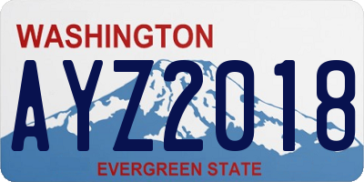 WA license plate AYZ2018