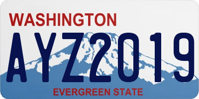 WA license plate AYZ2019