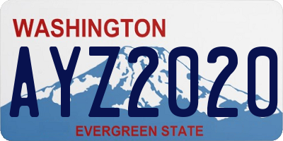 WA license plate AYZ2020