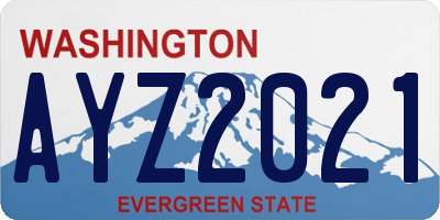 WA license plate AYZ2021