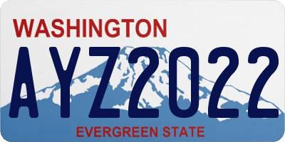 WA license plate AYZ2022