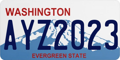 WA license plate AYZ2023