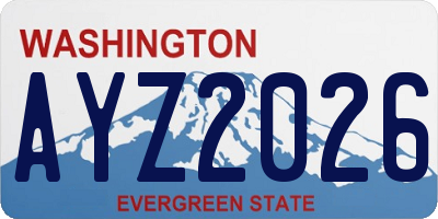 WA license plate AYZ2026