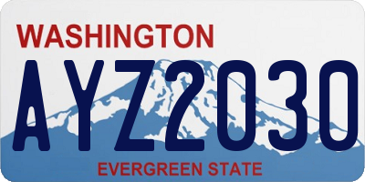 WA license plate AYZ2030