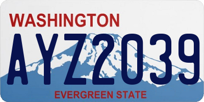 WA license plate AYZ2039