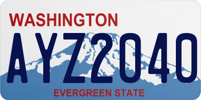 WA license plate AYZ2040