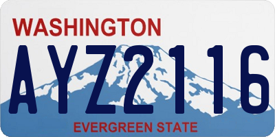 WA license plate AYZ2116