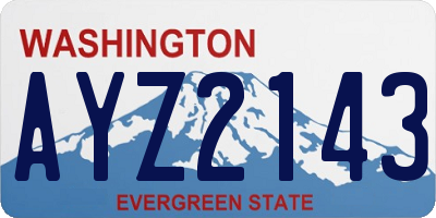 WA license plate AYZ2143