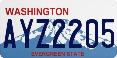 WA license plate AYZ2205