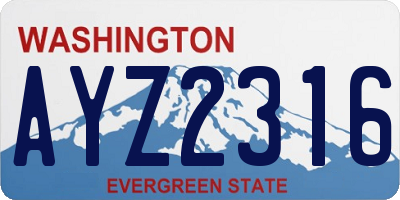 WA license plate AYZ2316