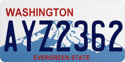 WA license plate AYZ2362