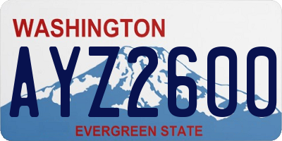 WA license plate AYZ2600