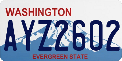 WA license plate AYZ2602